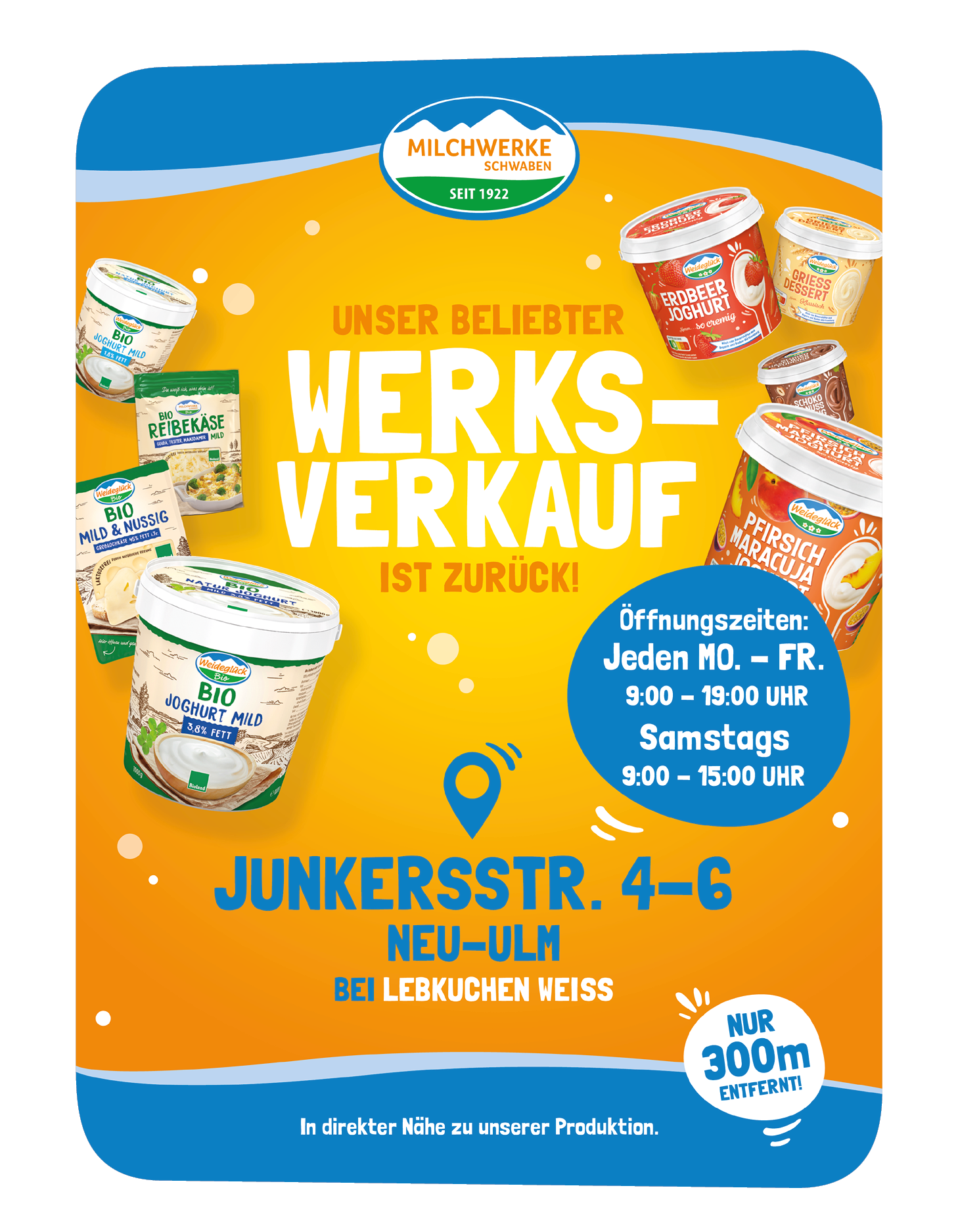 Unser Werksverkauf in der Junkersstr. 4-6 in Neu-Ulm bei Lebkuchen Weiss ist zurück. Öffnungszeiten Mo- bis Fr. 9:00 bis 18:00 Uhr.